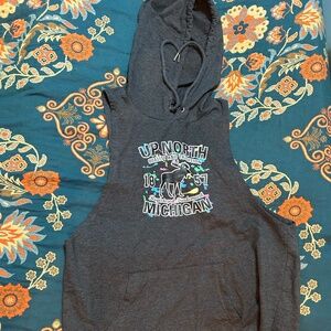 Southern Spirit Up North Michigan Sleeveless Hoodie Moose Graphic L